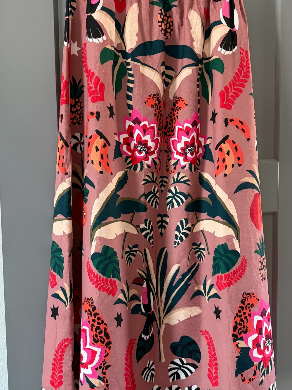 Floral Mauve Maxi Skirt with Tropical Print